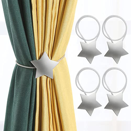 VECGOO Raffhalter für Vorhänge, Vorhang Raffhalter, Vorhang Clips, Raffhalter Gardinen Raffhalter Gardinenhalter für Esszimmer Schlafzimmer Kinderzimmer Wohnzimmer (4 Stück, Silber)