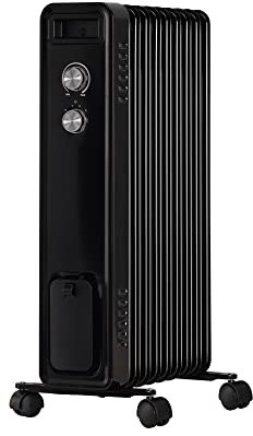 STAHLMANN Ölradiator ZR201 2000 Watt – Elektroheizung Energiesparend bis 40 qm Fläche – Heizung Elektrisch mit Thermostat und 3 Heizstufen – Elektrisches Heizgerät, Electric Heater Schwarz