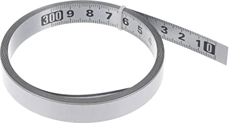 sourcing map Self Adhesive Tape Measure 300cm Metric Right to Left Read Sticky Measuring Tape Steel Workbench Ruler, Silver Tone