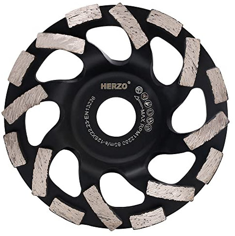 HERZO Mola a tazza diamantata 125 mm x 22,2 mm per Calcestruzzo, Pietra, Muratura, Mattoni