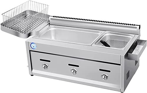 Friteuse à gaz grande capacité 12L, friteuse GPL en acier inoxydable for la maison et le commerce, puissance de feu réglable, avec paniers et couvercles, for frites beignets poisson, nettoyage facile