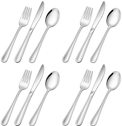 Herogo Kids Cutlery Set, 12-Piece Stainless Steel Childrens Cutlery Sets, Child Toddler Silverware Include 4 Knives, 4 Forks, 4 Spoons, Proper Size & Smooth Edge, Dishwasher Safe