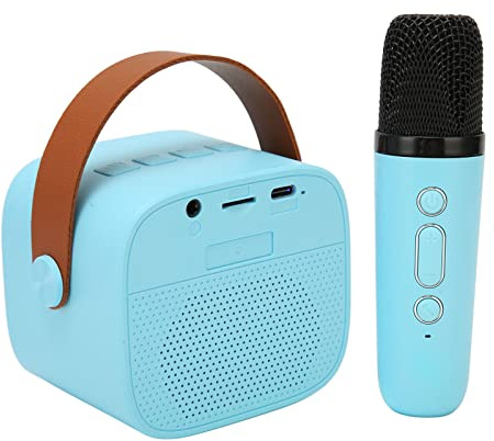 Karaoke Maschine mit 6 Arten von Soundeffekten, Tragbares Bluetooth Handlautsprecher Set mit Mikrofon für Familienfeiern für Kinder und Erwachsene. 2000MAh (Blau)