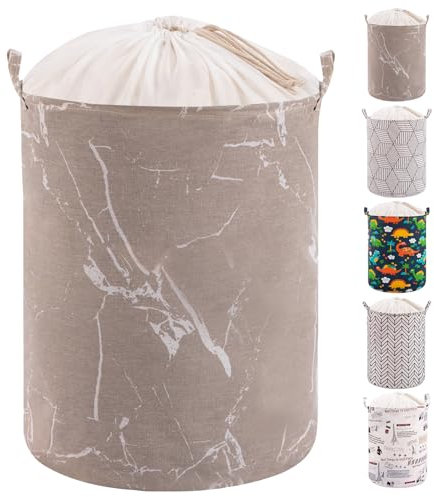 Grande cesto portabiancheria da 50 cm, con coperchio, pieghevole, con coulisse, cesto per la biancheria con manico, pieghevole, per bagno, camera da letto, vestiti, giocattoli, asciugamani (grigio