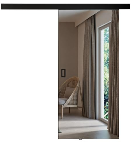 KIER FURNITURE Türen MESTO 60 Moderne Schiebetüren - Wandschiebetür - Universal Links und Rechts - Metallschiebesystem - Robust, Haltbar - Stabil, Langlebig - Schwarz B66xH205xT1,6 cm