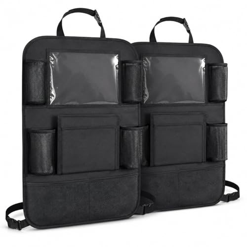 König Design Auto Rückenlehnenschutz und Organizer,Wasserdicht und Pflegeleicht Oxford Tuch Autositz Organizer, Rücksitz Organizer mit Viel Stauraum,Auto Rückenlehnenschutz für Kinder (2 Stück)