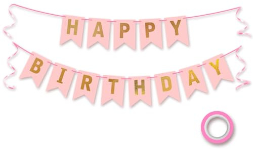 Koliphy Happy Birthday Girlande, Rose Gold Geburtstagsdeko, Geburtstag Banner Deko für Mädchen und Frauen