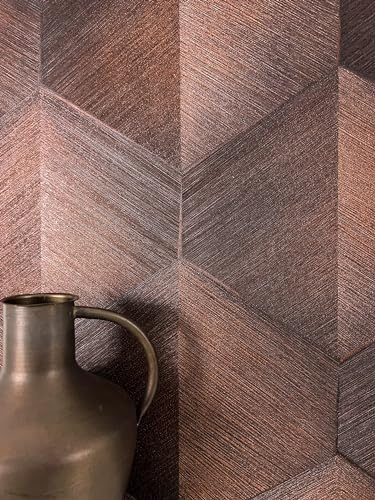 Newroom Vliestapete Braun Kupfer 3D Optik Kubus Tapete Wohnzimmer | geometrisches Rautenmuster mit rötlichem Schimmer, warme Farbtiefe, Mustertapete Wandtapete für Schlafzimmer Flur Büro
