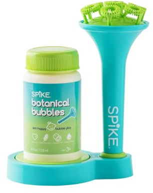 Innobaby Spike Bubble Blower with Mess Free Botanical Bubbles and Dipping Tray - Magic Wand Blows Oodles of Bubbles Without The Mess - Recommended for Speech, Visual & Motor Development - Color: Aqua