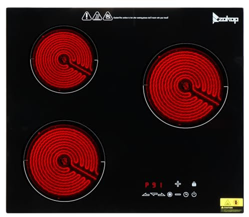 LEADZM Plaque Vitrocéramique Induction,3 Feux Table de Cuisson Encastrable,5200W,Minuteur, Touches Tactiles, Anti-Débordement, 9 Niveaux de Puissance