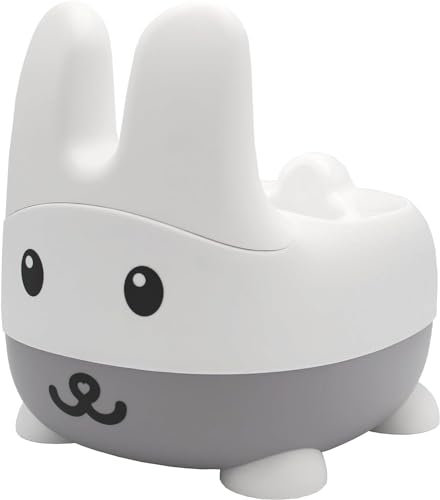 Bunny-Trainingstöpfchen mit Rückenlehne, abnehmbarer Schüssel und Deckel (Grau)