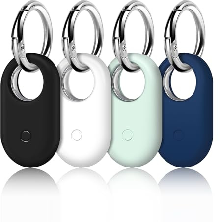 LETREEN Smarttag2-fodral, 4-pack silikon smart tagg 2 fodral med silvernyckelring, skyddsfodral för Samsung Galaxy Smart Tag 2