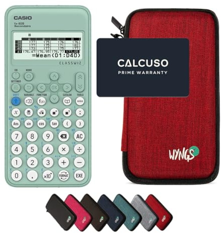 Casio FX-92B Secondaire inkl. WYNGS Schutztasche Rot - Wissenschaftlicher Taschenrechner - Basic Set