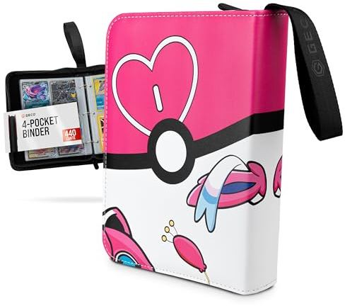 Album da collezione per carte collezionabili - Album di carte da collezione con cerniera - Raccoglitore a 4 tasche - 55 pagine per 440 carte - Love Ball-Design - Rosa