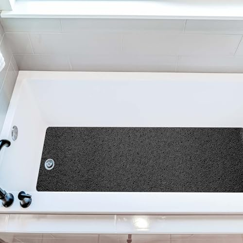 COSYLAND Duschmatte rutschfest 40 × 100 cm - Duscheinlage rutschfest mit Ablauf - Weiche PVC-Luffa Antirutschmatte Badewanne - Schnell Trocknende Badematten - Schwarz