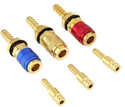 3 Stück Messing-Schnellanschlüsse, Schneller Anschluss von Wasser/Gas für M8-Schlauch, Einfache Installation, Geeignet für MIG-WIG-Schweißbrenner