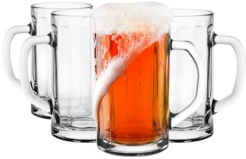 Glasmark Krosno Juego de vasos para cerveza, 0,3 litros, vasos de cerveza, jarro de cerveza, jarro de cerveza, vasos para cerveza artesanal, vaso de cerveza, vaso apto para lavavajillas, 4 x 300 ml