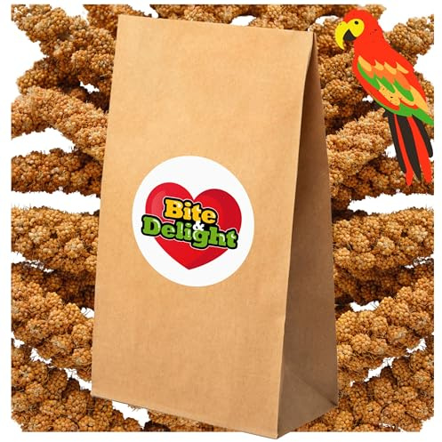 Bite & Delight 1kg Röd Kolvmillets – Året-runt-fågelmat för burfåglar, undulater, naturlig hirs för papegojor