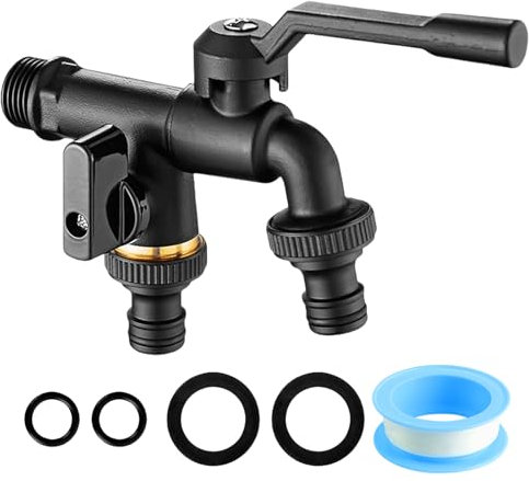 robinet de jardin 1/2, double en laiton, anti-gel, avec 2 sorties de 3/4