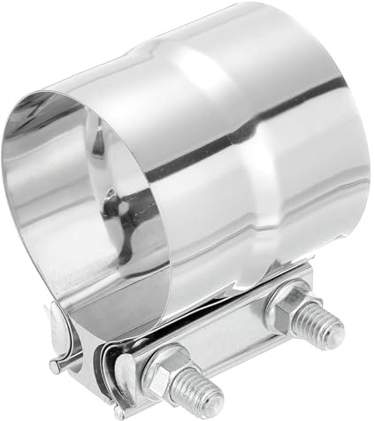 Sourcing Map 3 304 Stainless Steel Butt Joint Band Clamp Sleeve Coupler for Exhaust Pipe Mufflers - Universal Widening for 3 OD to 3 ID, Silver
