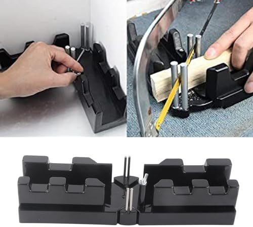 Miter Saw Cutting Tool, 2-in-1 ABS Black High-Accuracy Angle Guide for Skirting and Plumbing Installations, with Wear Measuring Template Instrument