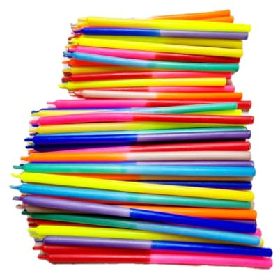 GLOWYBOX Strandlichter Partykerzen Kuchenkerzen Geburtstagskerzen bunt neon dünne Kerzen Opferkerzen bunt Ritualkerzen farbig othrodoxe Kirchenkerzen 10er Set (20 cm lang)