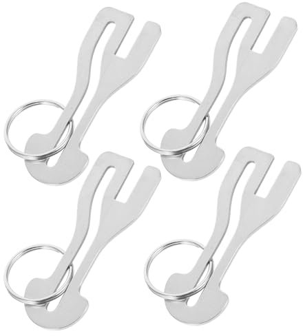 HOODANCOS 4pcs Ergonomic Shopping Trolley Release Keychain Token Holder for Supermarket Carts Tone Metal