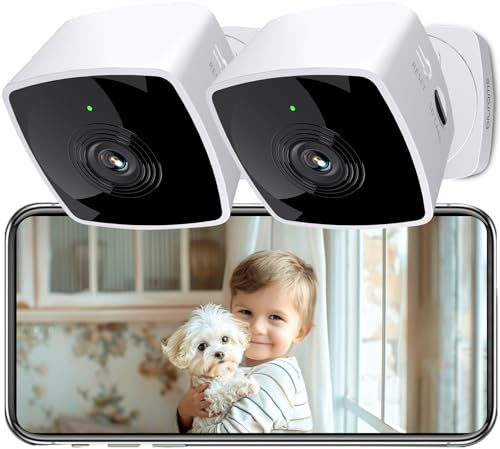 blurams Indoor Camera 2PCS, Security Camera 5GHz&2.4GHz Dual-Band, 2K WiFi Cameras House Security, Home Camera for Pet/Dog/Baby, IR Night Vision, Motion/Sound Detection, 2-Way Talk, Cloud&SD Storage