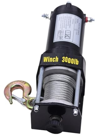 3000lbs Verricello Elettrico di Recupero Kit ATV Rimorchio Camion Auto DC 12V Paranco di Controllo Remoto Verricello Blocco Fango Spiaggia Applicazioni versatili(3000 pounds handle,12V)