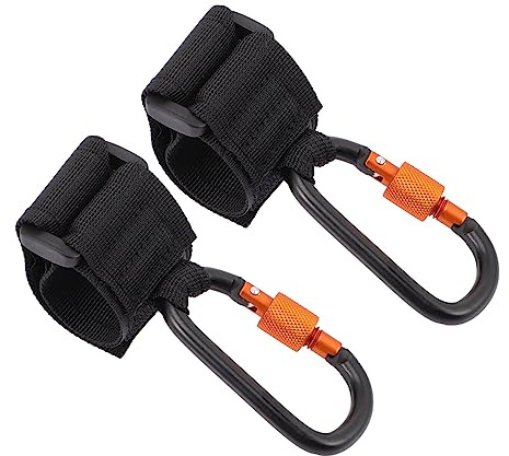 TOGEVAL 2 Stück Kinderwagenhaken Robust mit D-karabiner Tragbar Kinderwagen Organizer Haken für Babyartikel und Taschen Passend für Buggy Zubehör