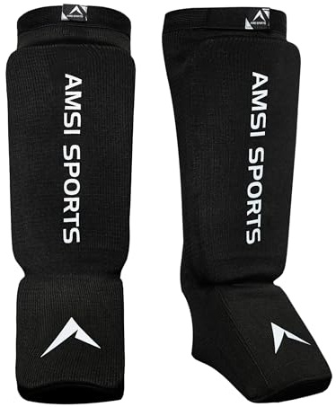 Boxing Shin Guard - Professional Muay Thai Shin Guards - 12mm Thick Leg & Foot Shin Instep Guard - Protective Sparring Gear for MMA, Taekwondo, Karate, Kickboxing, Men & Women (S)