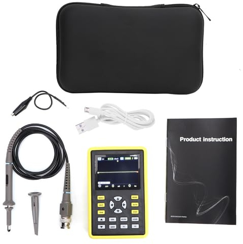 Multímetro osciloscopio digital portátil 100 MHz 500 MS/s USB Mini herramienta probador LCD portátil IPS para mantenimiento electrónico e investigación y desarrollo Plástico duradero Negro