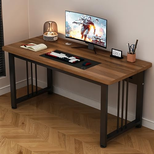 Escritorio moderno de nogal para computadora de oficina en casa, mesa de escritura grande para estudio y juegos, diseño simple de madera, 180 x 50 cm, ideal para dormitorio y sala de estar