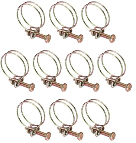 sourcing map 10pcs Adjustable Double Wire Hose Clamp 32-36mm Carbon Steel Wire Hose Clips Pipe Tube Clamps for Dust Collection Rubber PVC Pool Pump Hose