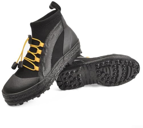 Jotekonoby Zapatos de pesca antideslizantes para hombre para rafting en mar y río, tacos con suela de goma de clavos de acero, tela perforada transpirable, rápido (10 (43-44))