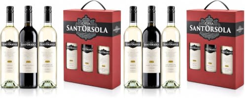 Casa Sant'Orsola - Tris di Vino Bianco e Rosso Confezione Regalo, Cataratto Pinot Grigio IGT, Grillo Terre Siciliane DOC, Nero d'Avola DOC, 3x750 ml (Confezione da 2)