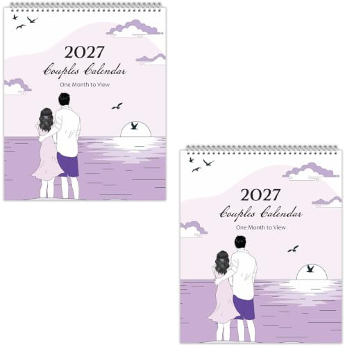 ARPAN 2027 Couples Calendar for 2 People | One Month to View Family Organiser | Vintage Art Design | Monthly Wall Planner with 4 Columns, Birthday Reminder | Jan–Dec 2027 (2027 Calendar - Pack of 2)