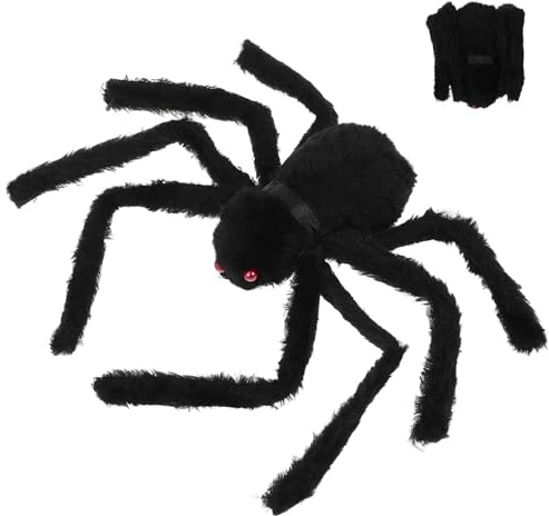 WINOMO Black Halloween Spider - Creepy Halloween Decoration for Parties Carnivals and Haunted House 20Cm Plush Spider for Fun and Scary Atmosphere