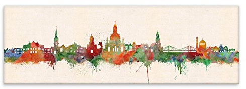 Kunstbruder Skyline Wandbild Städte Color 30x90cm Dresden - Kunst Druck auf Leinwand