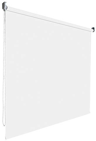 Kettenzugrollo Seitenzugrollo Tür Fenster Rollo Vorhang 14 Farben Breite 62 bis 202 cm Länge 180 cm lichtdurchlässig halbtransparent Metall Träger Wandmontage Deckenmontage (142 x 180 cm / Weiß)