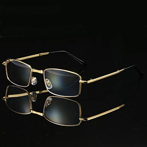 VOCD Klappbare Lesebrille Fern Und Nah Dual-Use Anti-Blaulicht Spiegel Double Light HD Automatischer Zoom Alte Brille Gleitsichtbrille - Metall Vollformat