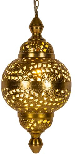 Marrakesch Pendentif lampe orientale Fahda dorée 50cm E27 Douille | Plafonnier Lustre de Salon marocain oriental | Lanterne électrique indienne Vintage design décoration de maison orientale arabe