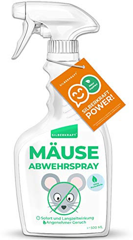 Silberkraft Mäuseabwehr Spray 500 ml, Mäuse zuverlässig fernhalten, Effektive Sofortwirkung, Repellent gegen Mäusebefall, Ideal für Keller, Garage, Haus und Garte