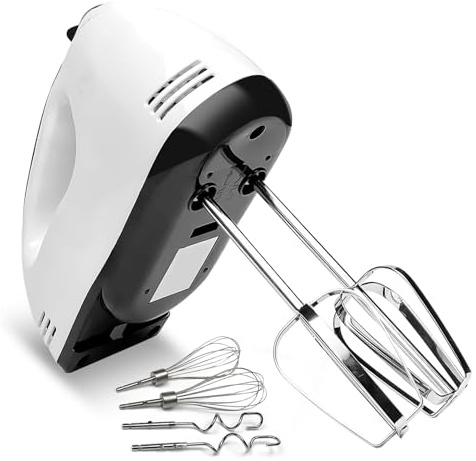 7 Speed Electric Handheld Mixer,Portable Lightweight Egg Beater,Compact Kitchen Hand Mixer,For Whipping Mixing Cookies Cakes Eggs Dough(White)