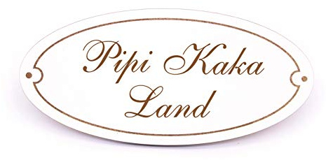 Pipi Kaka Land Schild Türschild Oval graviert - selbstklebend WC Toilette Dekoschild 15x7cm | Dekolando