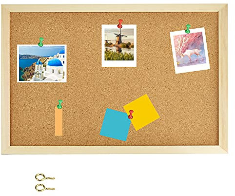 SPEACOUR Tableau en Liège Mural 40 * 30cm Tableau Mémo Mural Panneau Liège Adhesif avec Punaises Tableau d'Affichage pour Bureau, Maison, École