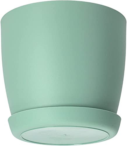 B2C Flower Pots 6 Colours 8 sizes Matt Plastic Plant Pots Planter + Saucer Tray Deco (Green Matt, 30 cm)