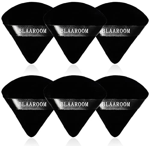 BLAAROOM 6 Pcs Velvet Triangle Powder Puff,Triangular Design Makeup Soft Sponge Puff for Face Exquisite Eyes Contouring, for Loose Mineral Body Powde Cosmetic Foundation Makeup Tool - Black