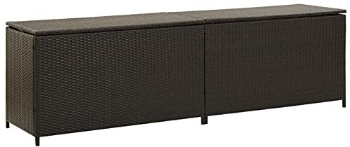 Mogou Gartenbox, Auflagenbox Wasserdicht, Box Für Gartenauflagen, wasserdichte Box, Aufbewahrung, Aufbewahrungsbox, Poly Rattan 200x50x60 cm Braun