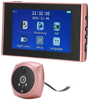 Visualizzatore Digitale per Porte, Rilevamento Movimento PIR Alta Potenza Visualizzatore Spioncino per Campanello Intelligente con Schermo HD 1080P da 4,3 Pollici per La Casa